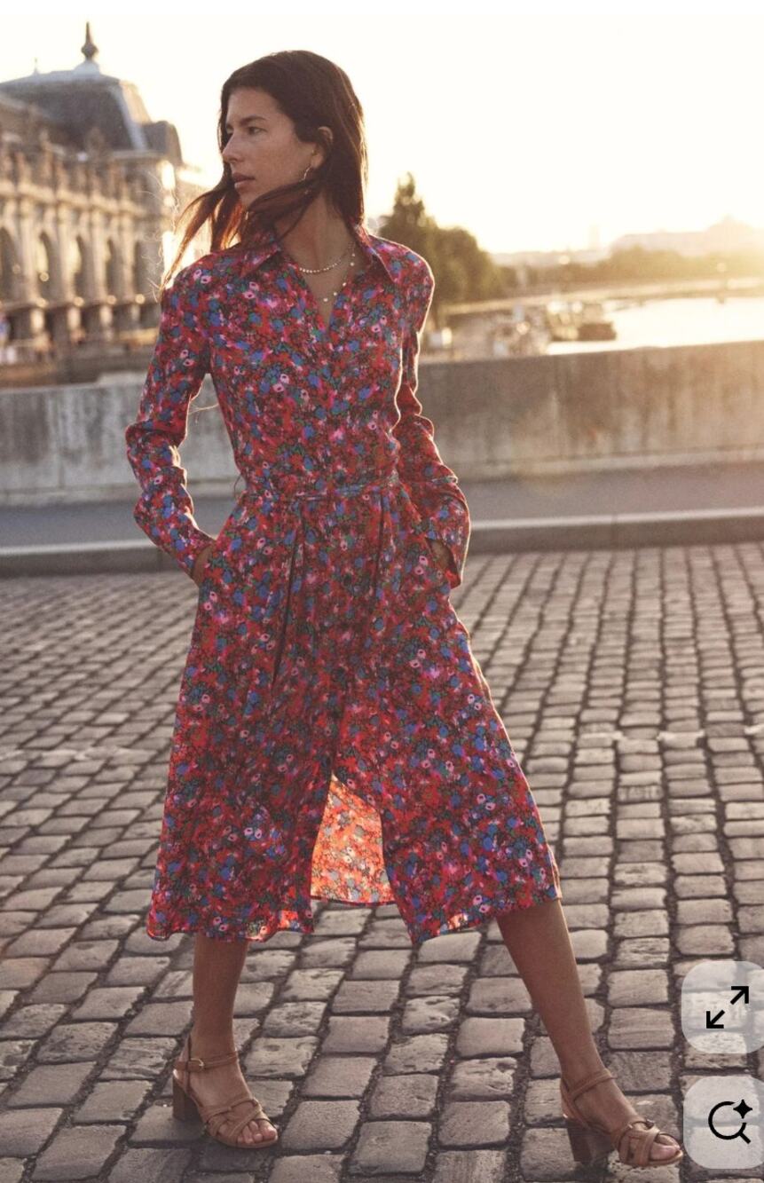 Boden Kate Midi Shirt Dress Floral size 4 Bittersweet Meadow Pop